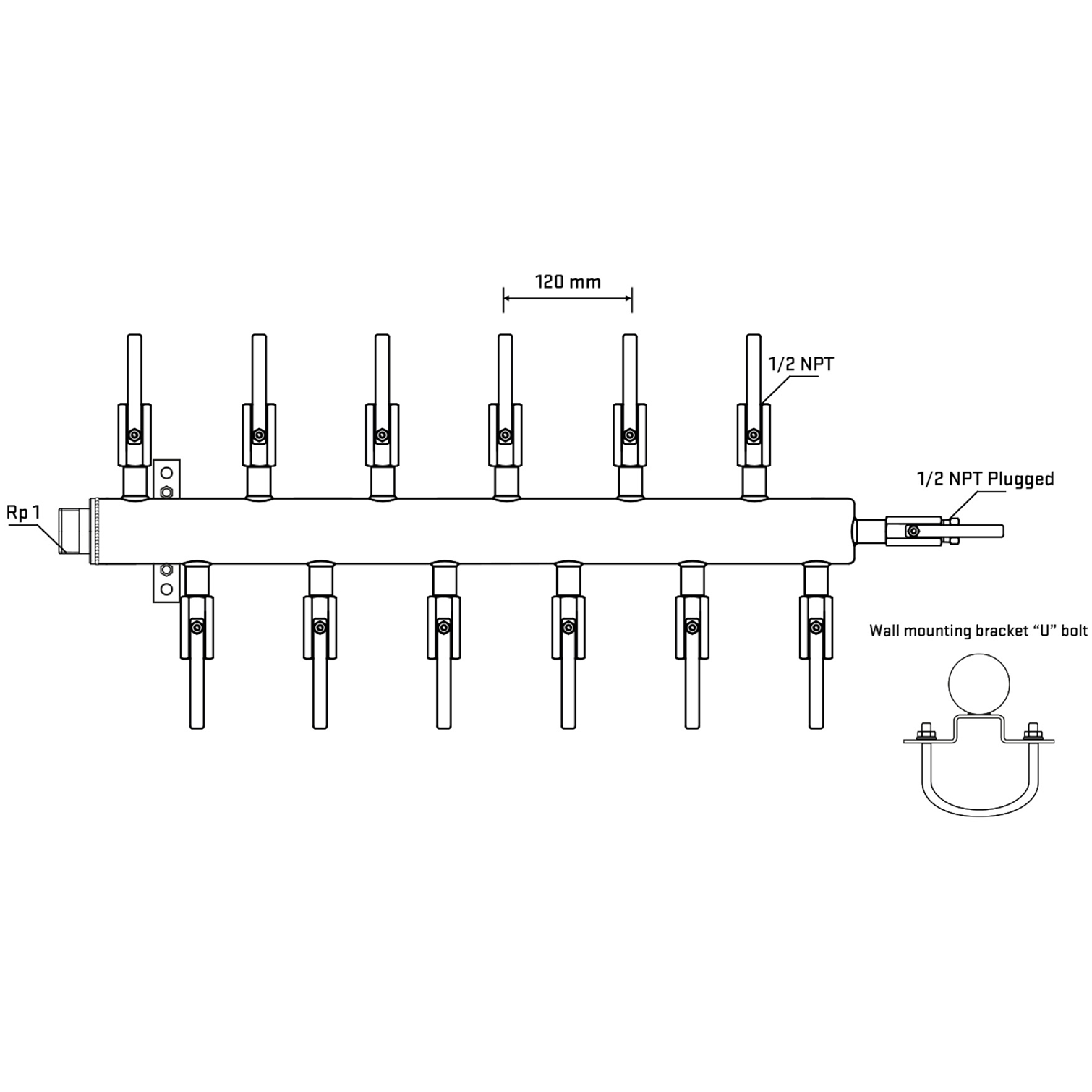 M5F2B080711 Manifolds Stainless Steel Double Sided