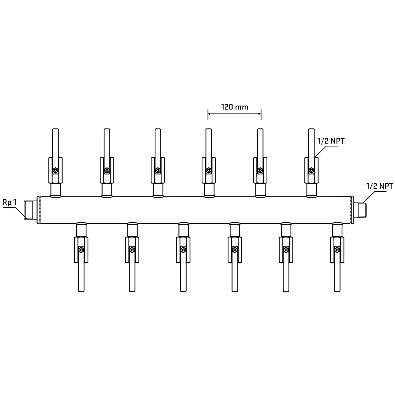 M5F2B080730 Manifolds Stainless Steel Double Sided