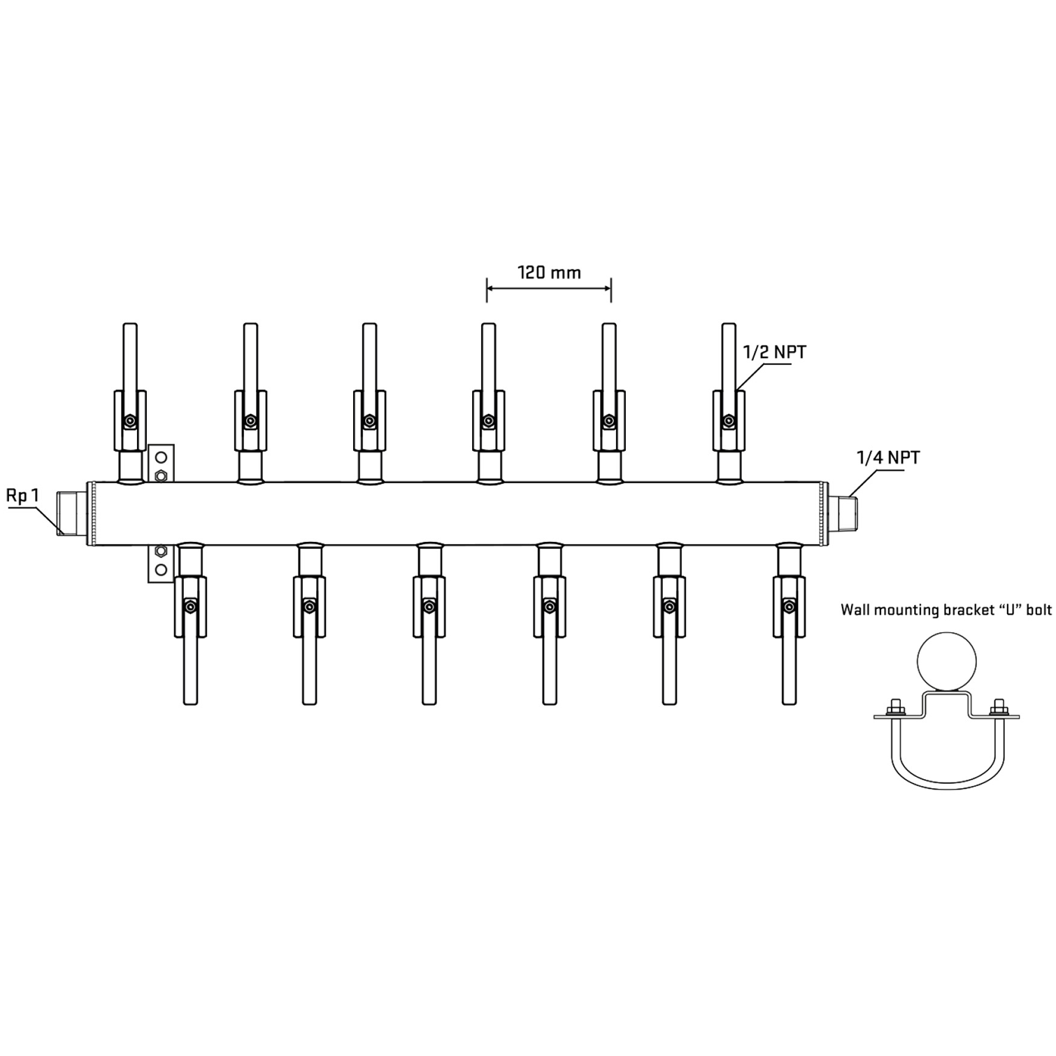 M5F2B080741 Manifolds Stainless Steel Double Sided