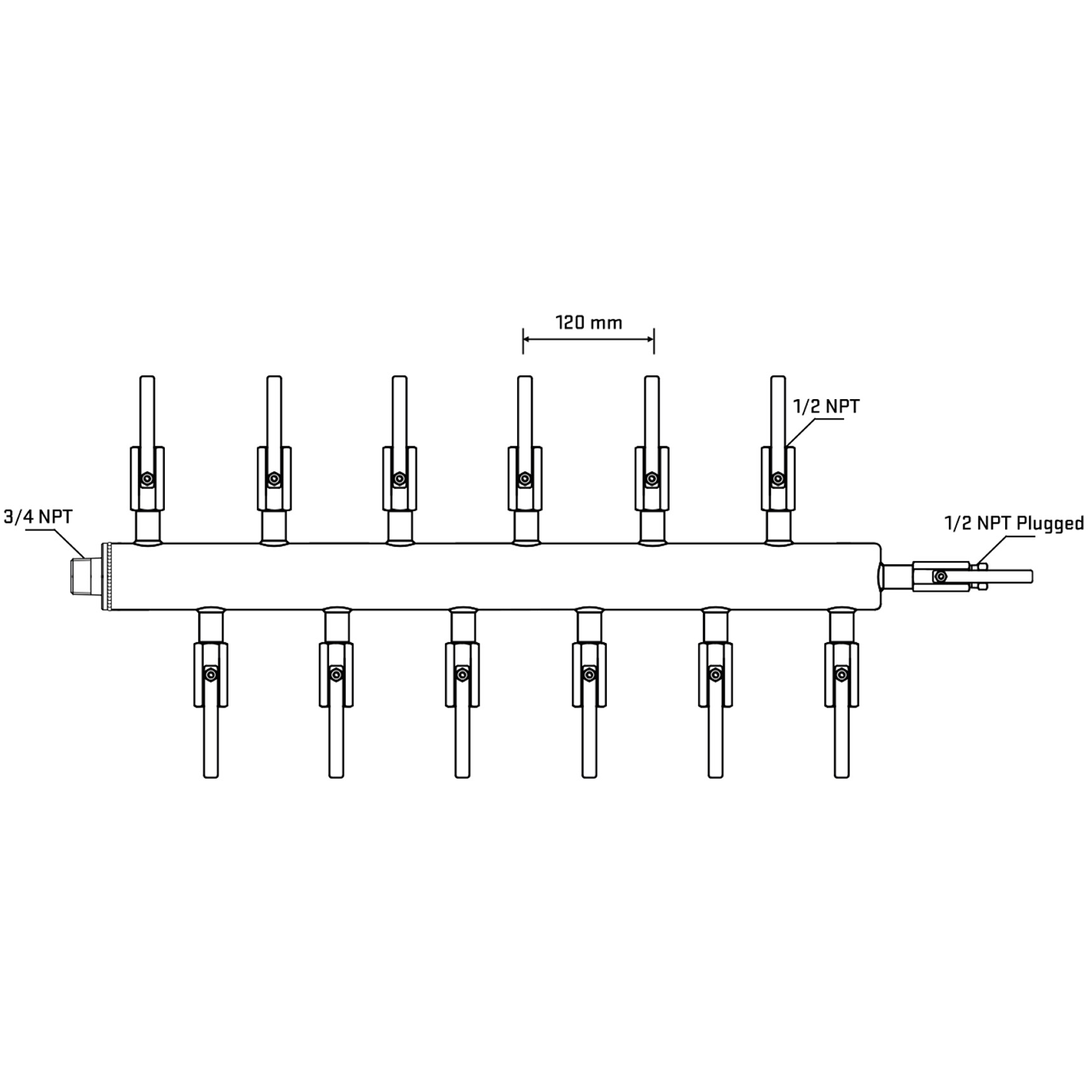 M5F2B080810 Manifolds Stainless Steel Double Sided