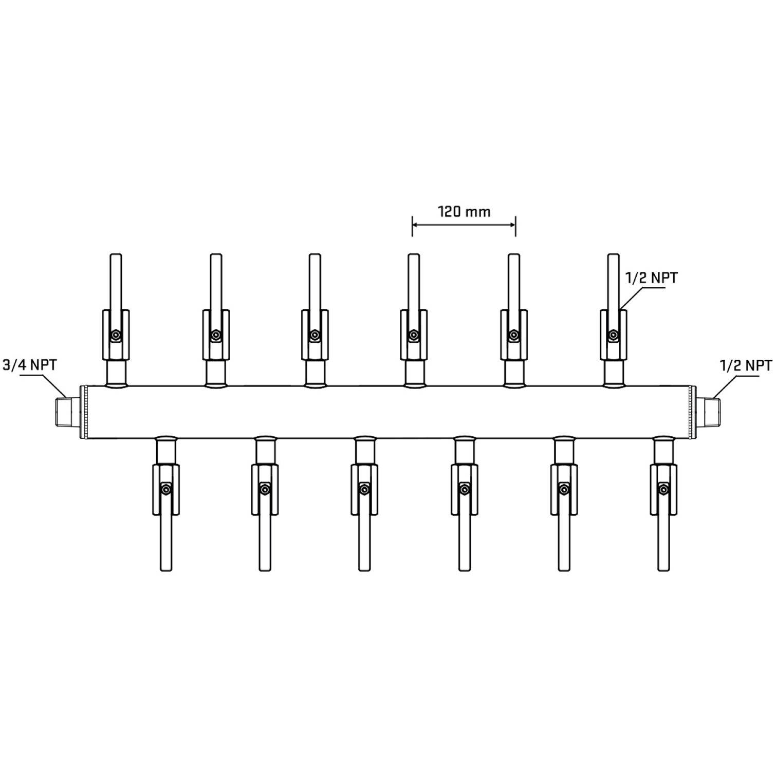 M5F2B080830 Manifolds Stainless Steel Double Sided