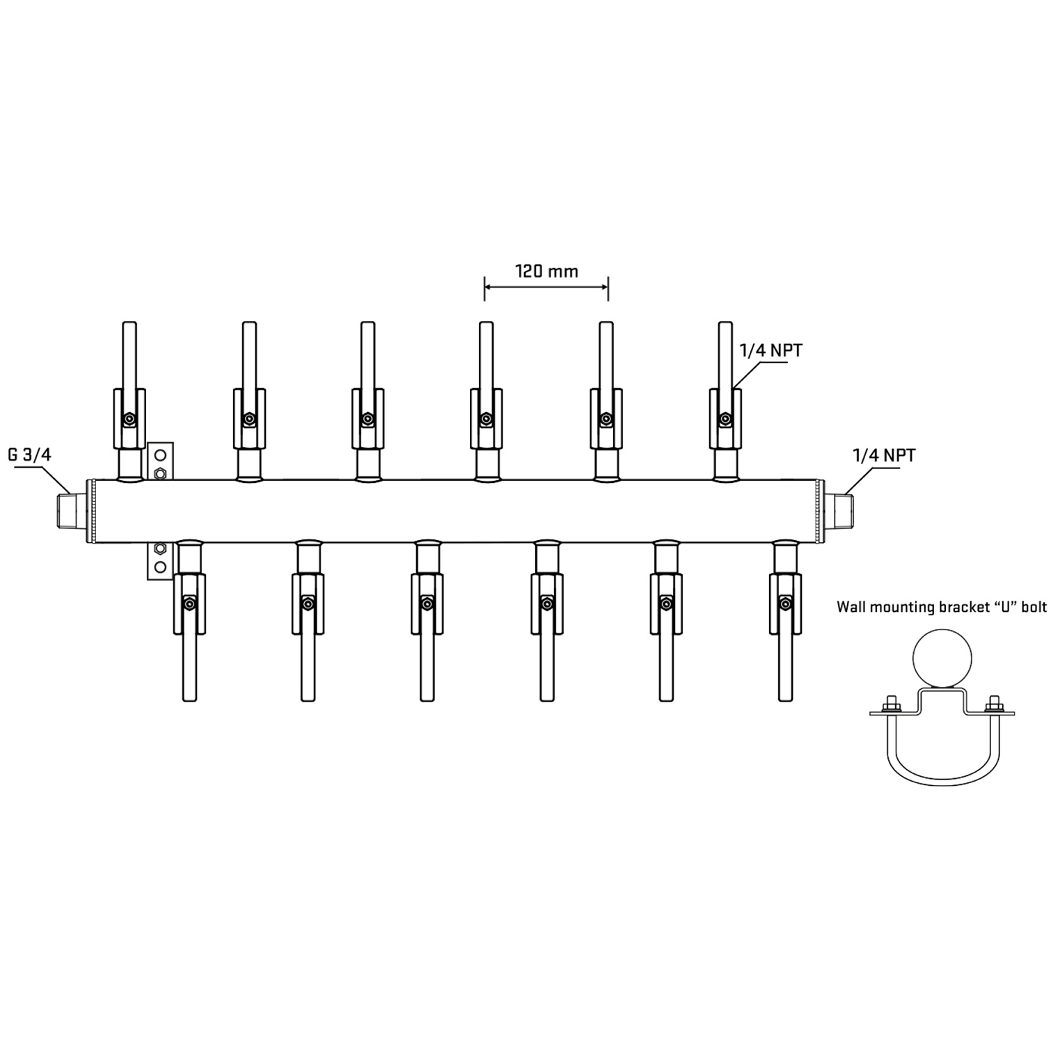 M5F2B090441 Manifolds Stainless Steel Double Sided