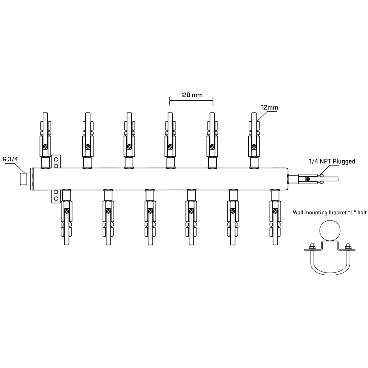 M5F2B100421 Manifolds Stainless Steel Double Sided